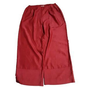 Go Lightly wide leg cerise toned pants elastic waist 100% rayon 28" inseam S